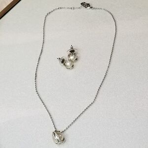 NUDE SET, WHITE, RHODIUM PLATED